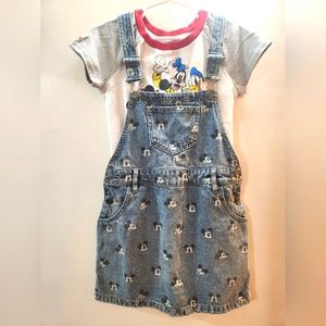 Disney Mickey Mouse Denim Overalls Dress With Mickey And Friend Shirt ❤️